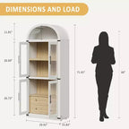 Bibliothèque arche de style rustique de 71,6 po avec portes vitrées, 2 tiroirs et 4 étagères