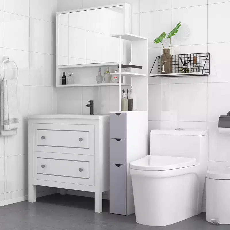 GDFStudio Bastien Modern 53.75'' Tall Bathroom Storage Cabinet with 2 Drawers, 1 Cabinet and 2 Open Shelves