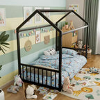 Cadre de lit Montessori au sol avec barrières de sécurité – Métal, simple et double, pour enfants