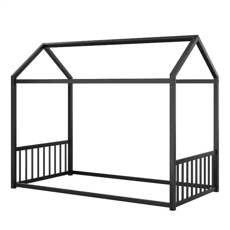 Cadre de lit Montessori au sol avec barrières de sécurité – Métal, simple et double, pour enfants
