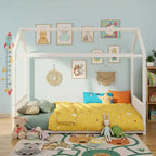 Cadre de lit Montessori au sol avec barrières de sécurité – Métal, simple et double, pour enfants