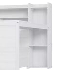 Lit de repos simple avec tiroirs de rangement, étagères et bureau – Blanc antique, cadre en bois