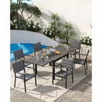 Lot de 4 chaises de salle à manger d'extérieur empilables en aluminium avec accoudoirs – Patio et jardin