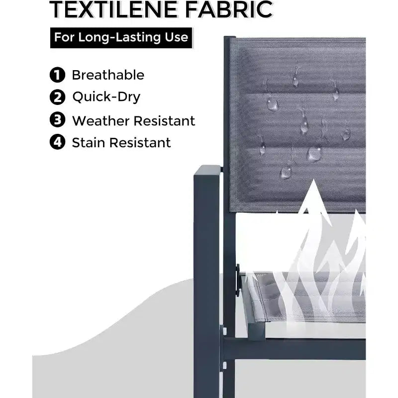 Lot de 4 chaises de salle à manger d'extérieur empilables en aluminium avec accoudoirs – Patio et jardin