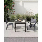 Lot de 4 chaises de salle à manger d'extérieur empilables en aluminium avec accoudoirs – Patio et jardin