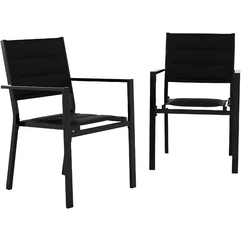 Outdoor Dining Chairs Set of 4, Aluminum Stackable Chairs with Armrests, Outdoor Patio Furniture for Balcony, Garden, Backyard