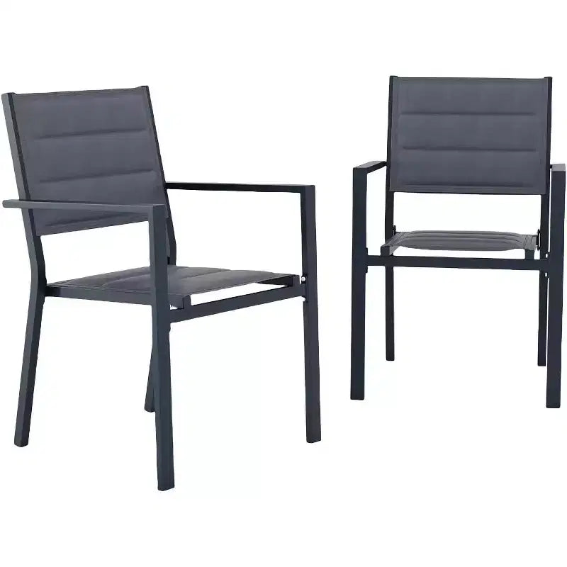 Lot de 4 chaises de salle à manger d'extérieur empilables en aluminium avec accoudoirs – Patio et jardin