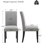 Ensemble de 2 chaises de salle à manger en tissu – Dossier haut incurvé, soutien lombaire, capacité de 120 kg