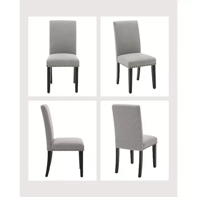 Ensemble de 2 chaises de salle à manger en tissu – Dossier haut incurvé, soutien lombaire, capacité de 120 kg