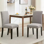 2-Piece Dining Chair Set, Modern Fabric Upholstered with Curved Back, Heavy-Duty Wooden Legs, for Dining, Kitchen, and Home, Easy-To-Clean Fabric