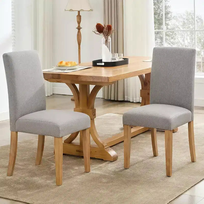 Ensemble de 2 chaises de salle à manger en tissu – Dossier haut incurvé, soutien lombaire, capacité de 120 kg