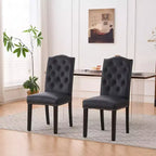 Lot de 2 chaises de salle à manger en similicuir – Dossier haut capitonné et garniture cloutée, 113 kg