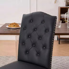 Lot de 2 chaises de salle à manger en similicuir – Dossier haut capitonné et garniture cloutée, 113 kg
