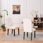 Lot de 2 chaises de salle à manger en similicuir – Dossier haut capitonné et garniture cloutée, 113 kg