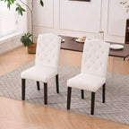 Lot de 2 chaises de salle à manger en similicuir – Dossier haut capitonné et garniture cloutée, 113 kg