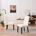 Lot de 2 chaises de salle à manger en similicuir – Dossier haut capitonné et garniture cloutée, 113 kg