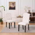 FERPIT Set of 2 Upholstery Faux Leather Dining Chairs with Button Tufted High Back and Nailhead Trim
