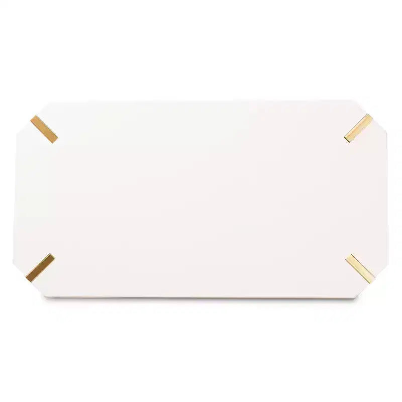 Table basse rectangulaire – Plateau en MDF blanc et pieds en métal doré brossé, 43,5"L x 18"H