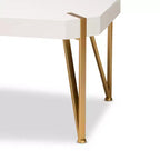 Table basse rectangulaire – Plateau en MDF blanc et pieds en métal doré brossé, 43,5"L x 18"H