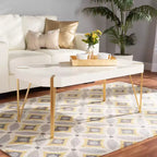 Table basse rectangulaire – Plateau en MDF blanc et pieds en métal doré brossé, 43,5"L x 18"H