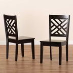 Lot de 2 chaises de salle à manger en bois – Dossier rembourré plein, sans accoudoirs, H 95 cm