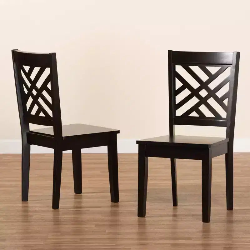 Lot de 2 chaises de salle à manger en bois – Dossier rembourré plein, sans accoudoirs, H 95 cm
