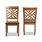 Lot de 2 chaises de salle à manger en bois – Dossier rembourré plein, sans accoudoirs, H 95 cm