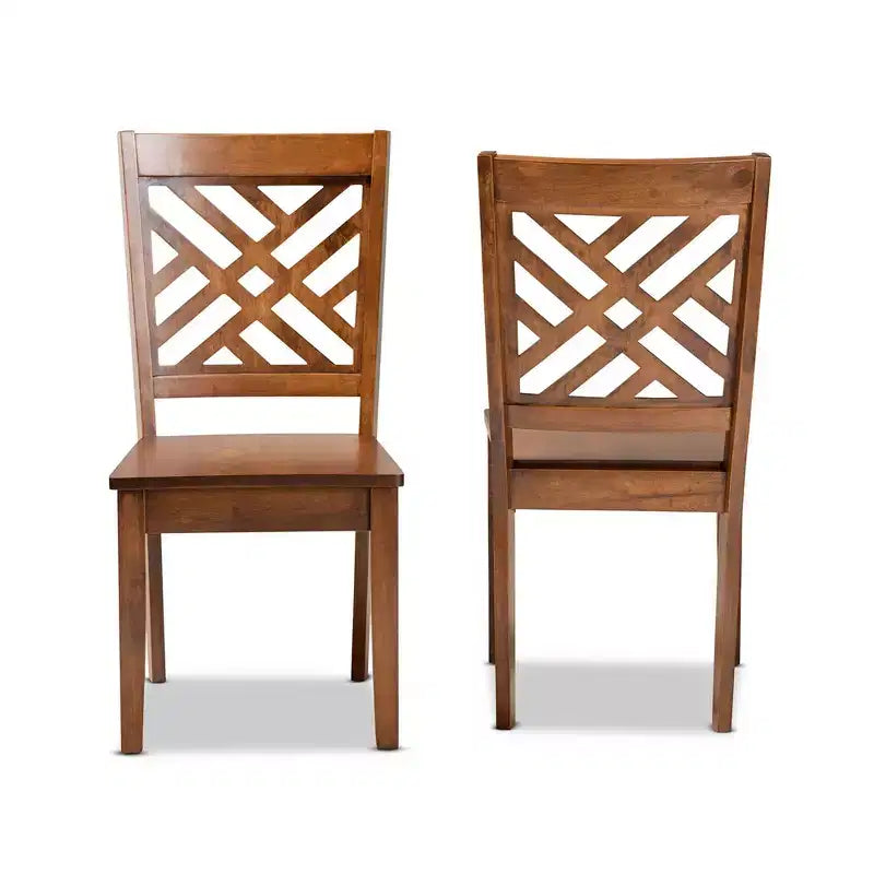 Lot de 2 chaises de salle à manger en bois – Dossier rembourré plein, sans accoudoirs, H 95 cm