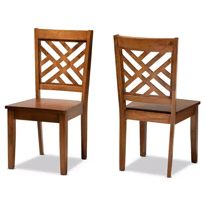 Lot de 2 chaises de salle à manger en bois – Dossier rembourré plein, sans accoudoirs, H 95 cm