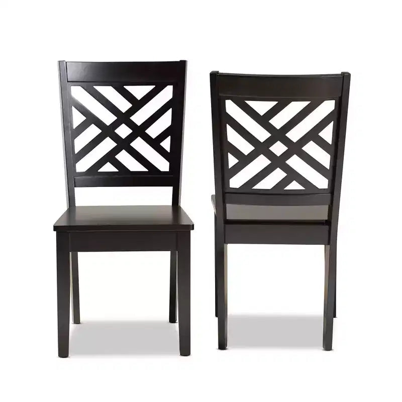 Lot de 2 chaises de salle à manger en bois – Dossier rembourré plein, sans accoudoirs, H 95 cm