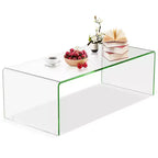 Costway Tempered Glass Coffee Table Accent Cocktail Side Table Living Room Furniture