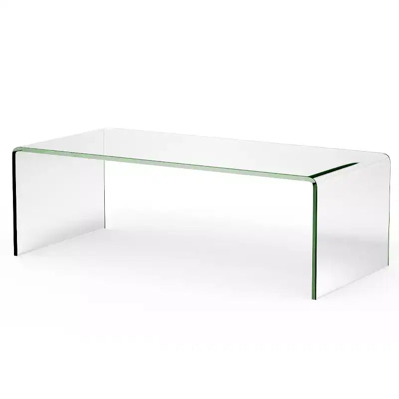 Table basse en verre trempé – Rectangulaire transparente, 40"L x 19.5"l x 13.5"H