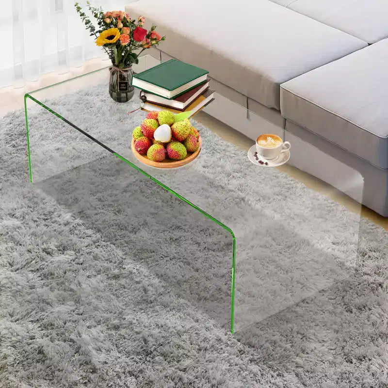 Table basse en verre trempé – Rectangulaire transparente, 40"L x 19.5"l x 13.5"H