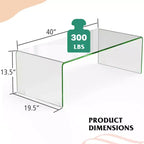 Table basse en verre trempé – Rectangulaire transparente, 40"L x 19.5"l x 13.5"H