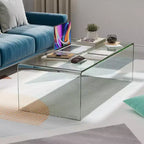 Table basse en verre trempé – Rectangulaire transparente, 40"L x 19.5"l x 13.5"H