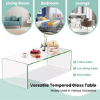 Table basse en verre trempé – Rectangulaire transparente, 40"L x 19.5"l x 13.5"H