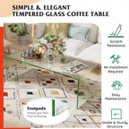 Table basse en verre trempé – Rectangulaire transparente, 40"L x 19.5"l x 13.5"H
