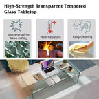 Table basse en verre trempé – Rectangulaire transparente, 40"L x 19.5"l x 13.5"H
