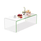 Table basse en verre trempé – Rectangulaire transparente, 40"L x 19.5"l x 13.5"H