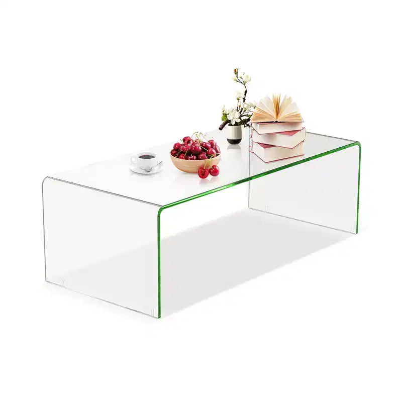 Table basse en verre trempé – Rectangulaire transparente, 40"L x 19.5"l x 13.5"H