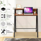 Bureau informatique à 2 niveaux avec support d'écran et étagère ouverte – 31"x20"x36"