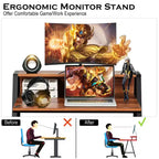Bureau informatique à 2 niveaux avec support d'écran et étagère ouverte – 31"x20"x36"