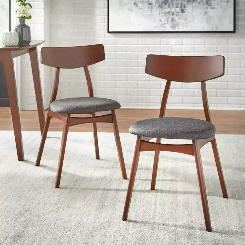 Ensemble de salle à manger rectangulaire 7 pièces – Table en hêtre et 6 chaises rembourrées, 6 places