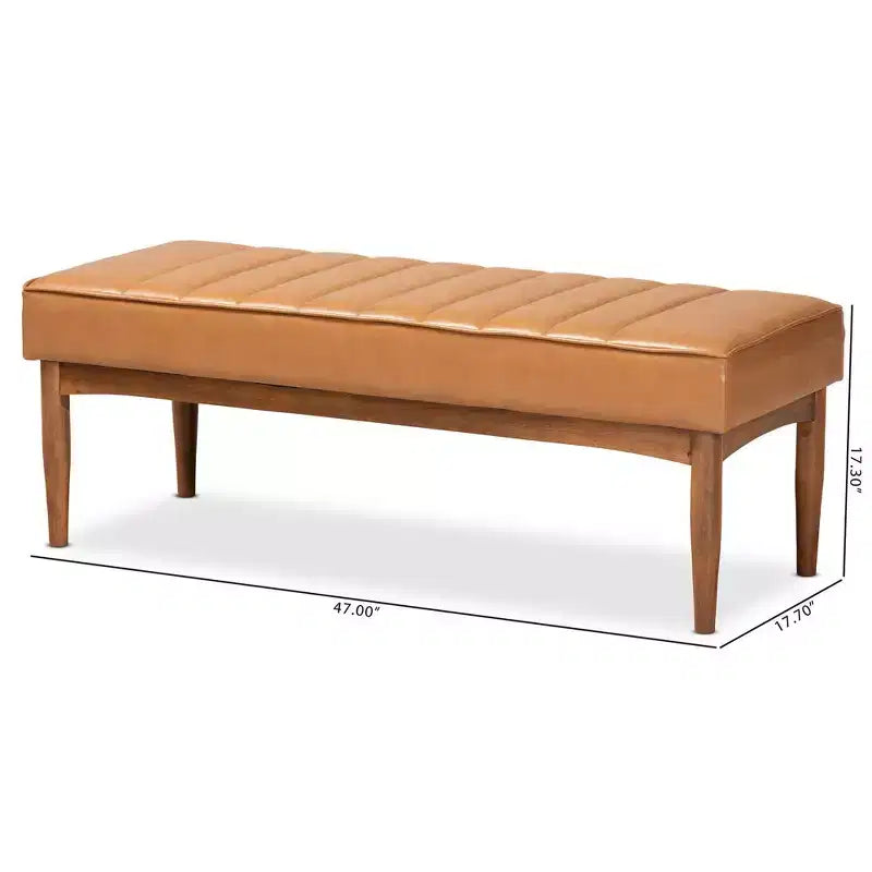 Ottoman de salle à manger rectangulaire en bois – Banc capitonné, 47" L x 17,3" H