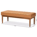 Ottoman de salle à manger rectangulaire en bois – Banc capitonné, 47" L x 17,3" H