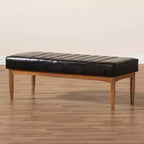 Ottoman de salle à manger rectangulaire en bois – Banc capitonné, 47" L x 17,3" H