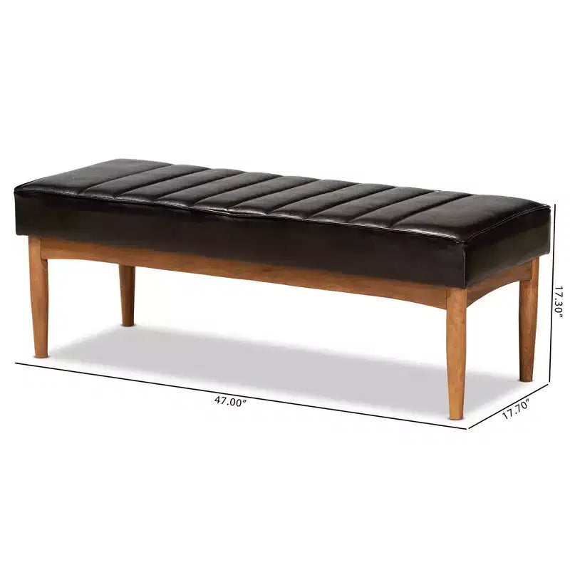 Ottoman de salle à manger rectangulaire en bois – Banc capitonné, 47" L x 17,3" H