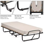 Lit pliant d'appoint avec matelas en mousse à mémoire de forme – Capacité de 109 kg