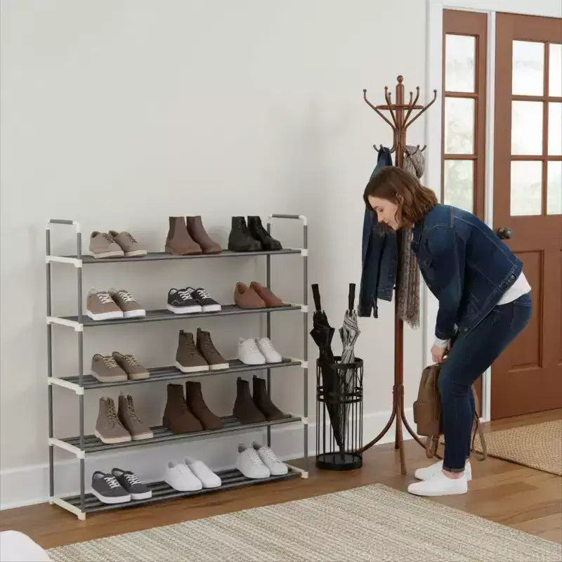 Étagère à chaussures à 5 niveaux – Peut contenir 30 paires, cadre en plastique, aucun outil nécessaire