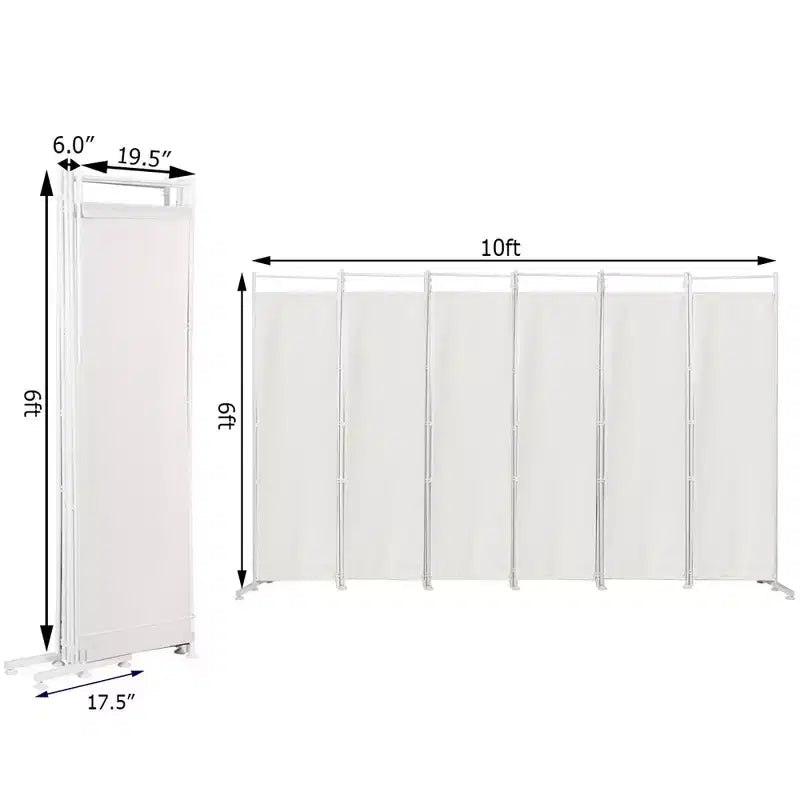 Paravent pliant 6 panneaux – Cadre en acier, Polyester, 3 m x 1,8 m